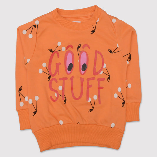Girls Printed Full Sleeve Sweat T-Shirt Color Peach