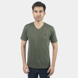 Men's Half Sleeve V-Neck T-Shirt Color Olive