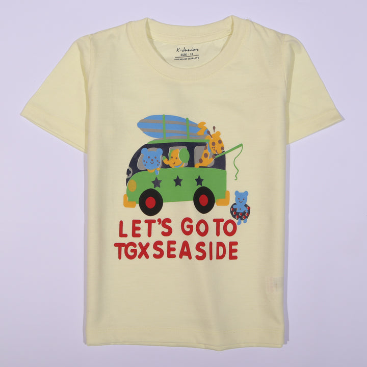 Infant Boys Half Sleeves-Printed T-Shirt (Sea-Side)