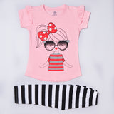 Girls Half Sleeves 2 Piece Suit Code-(Bow)