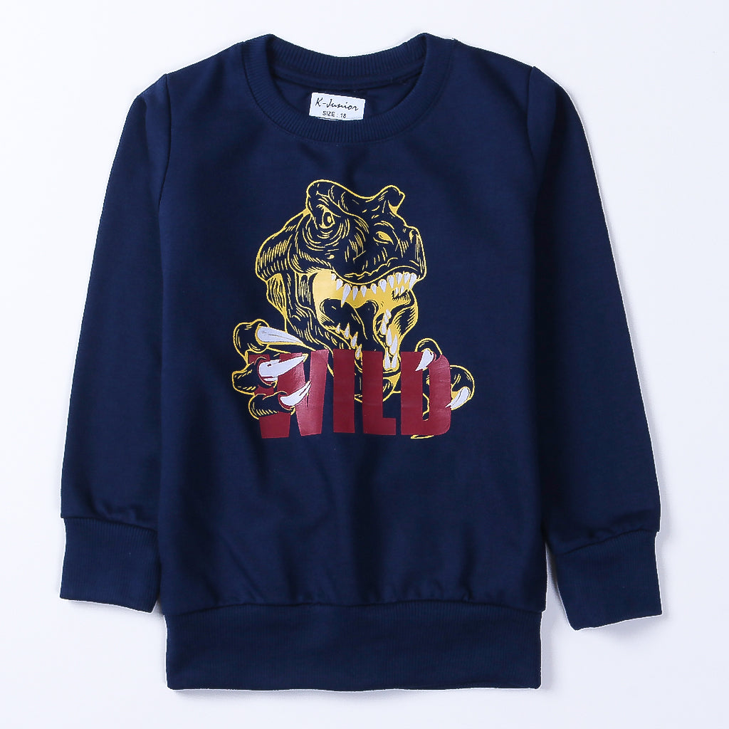 Boys Printed Full Sleeve Sweat T-Shirt (Wild)