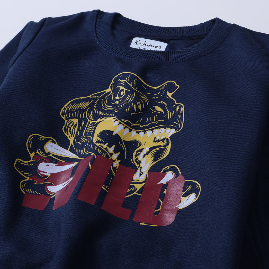 Boys Printed Full Sleeve Sweat T-Shirt (Wild)