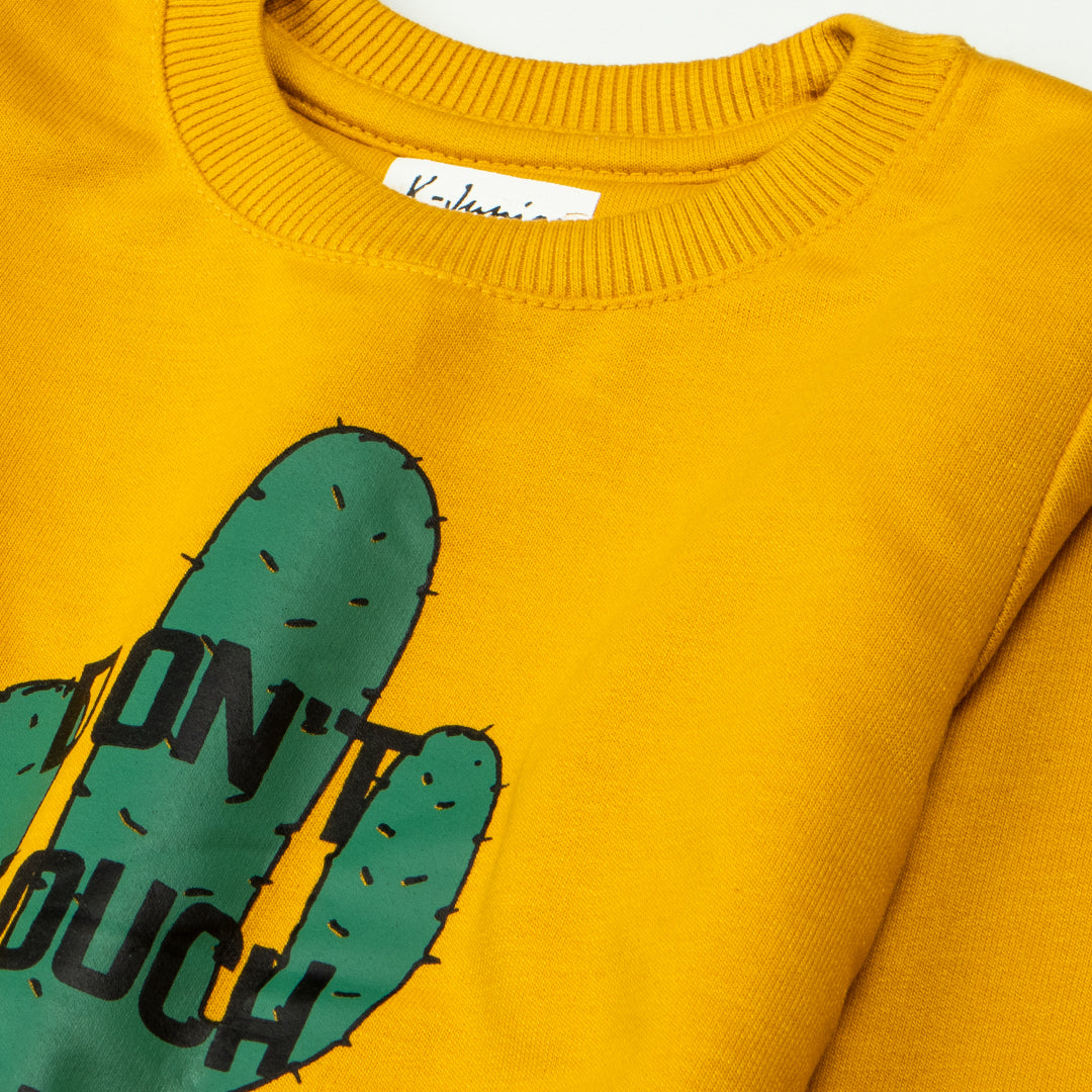 Boys Printed Full Sleeve Sweat T-Shirt (Don't-Touch-Me)