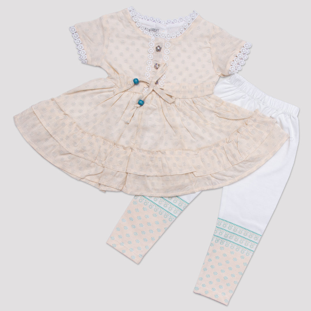 Infant Baby Fancy Frock Suit Color Beige