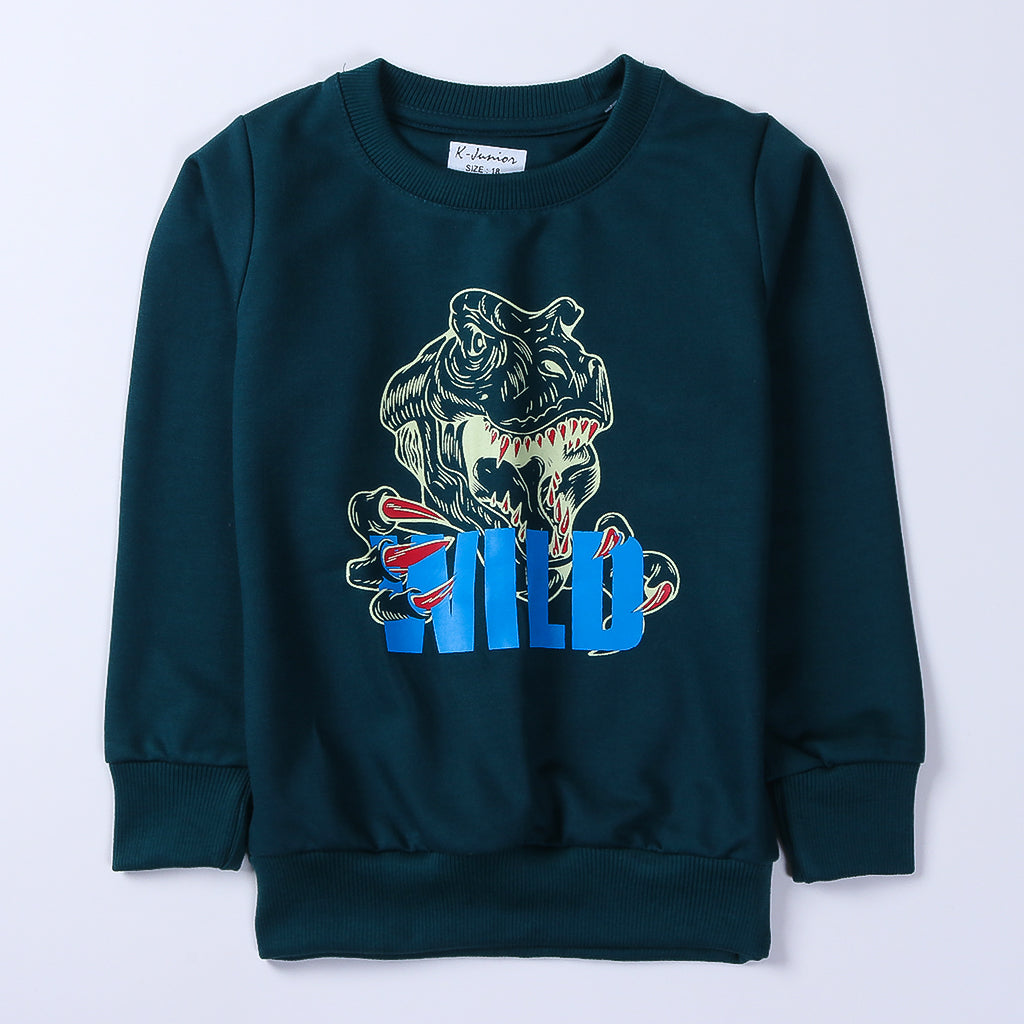 Boys Printed Full Sleeve Sweat T-Shirt (Wild)