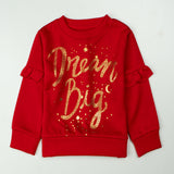 Girls Printed Full Sleeve Sweat T-Shirt Color Red Code-B
