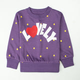 Girls Printed Full Sleeve Sweat T-Shirt Color Purple