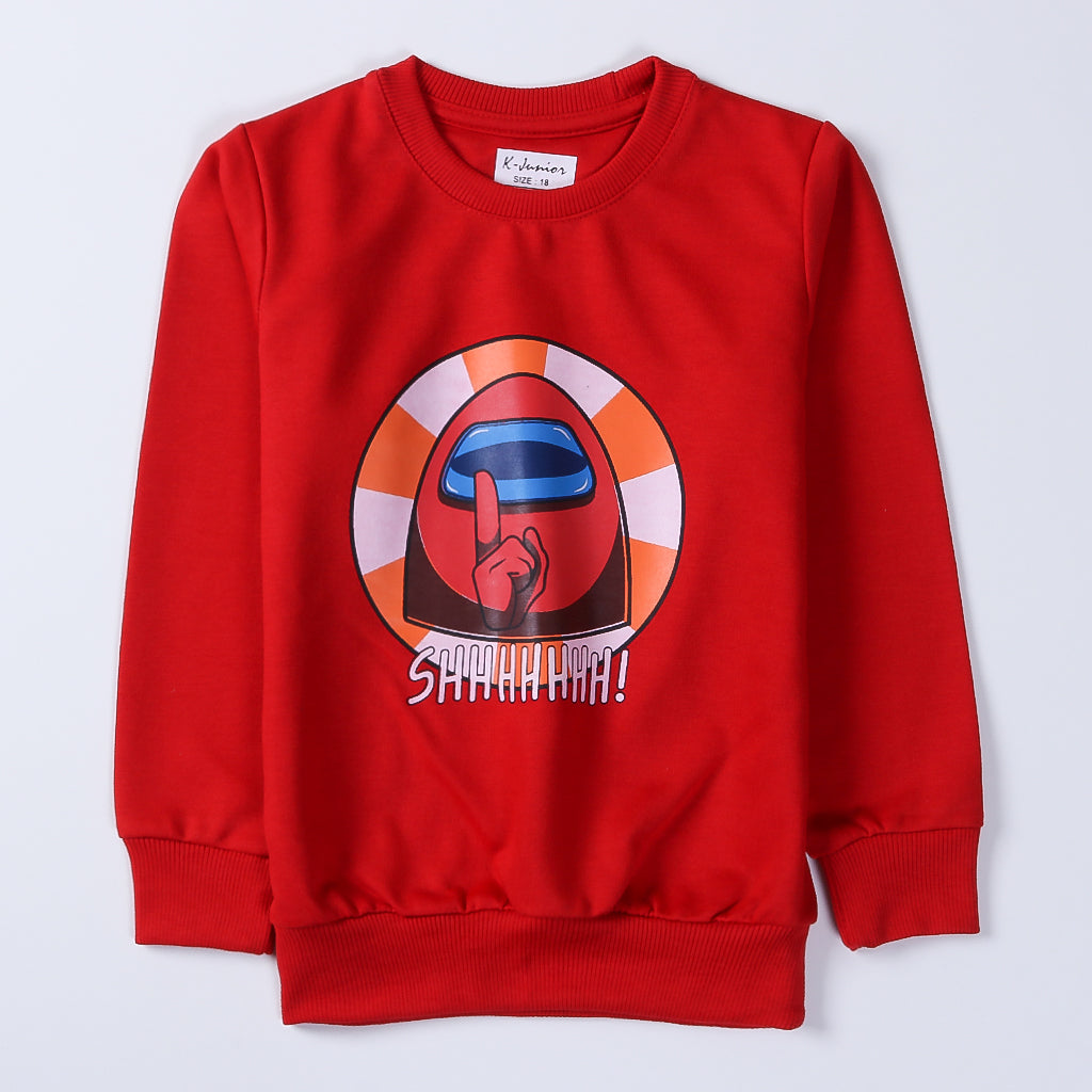Boys Printed Full Sleeve Sweat Shirt (Shhhh)