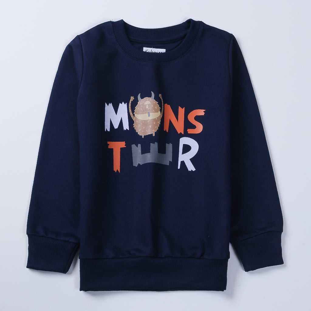 Boys Printed Full Sleeve Sweat T-Shirt (Monster)