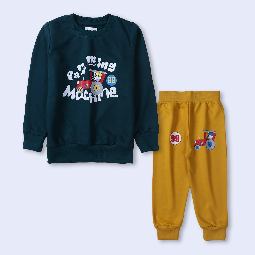 Winter Boys Printed Full Sleeve Suit (Ming)