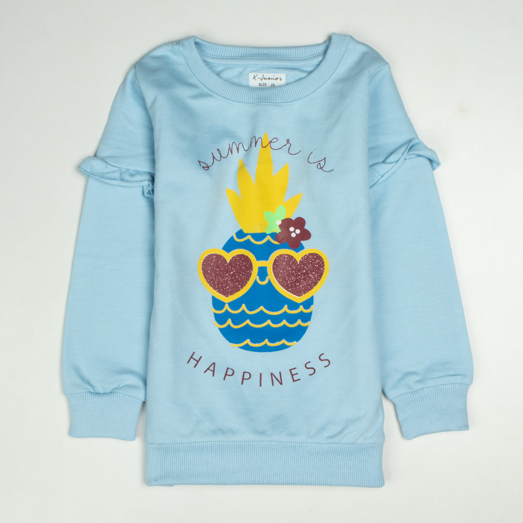 Girls Printed Full Sleeve Sweat T-Shirt Code ( Happiness )