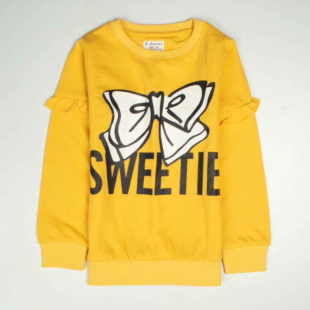 Girls Printed Full Sleeve Sweat T-Shirt Color Yellow Code-D