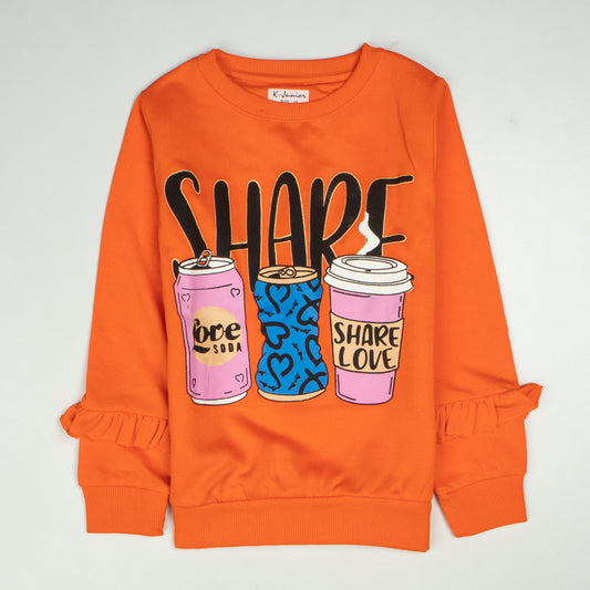 Girls Sweatshirt Color Orange Code-C