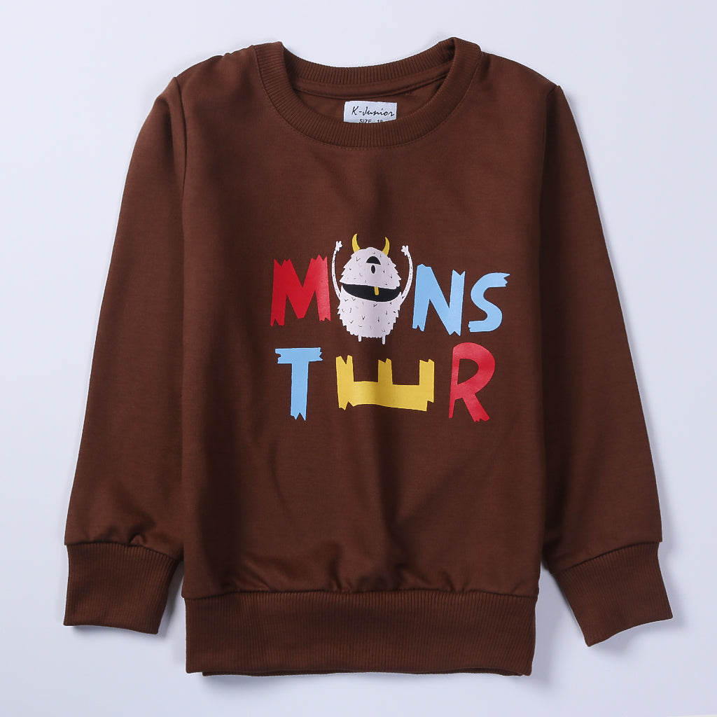 Boys Printed Full Sleeve Sweat T-Shirt (Monster)