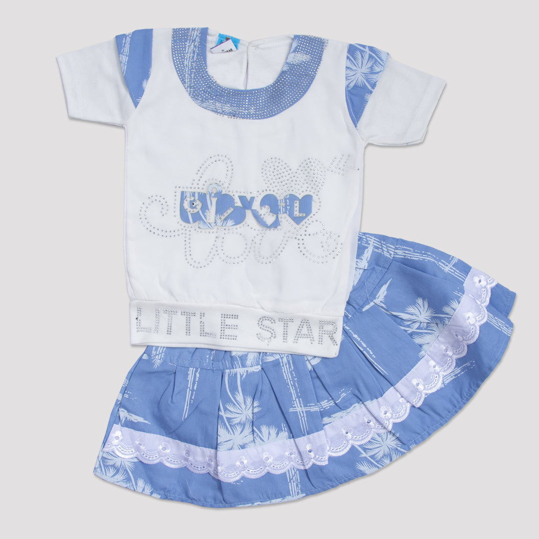 Girls Fancy 2pcs Suit Color White
