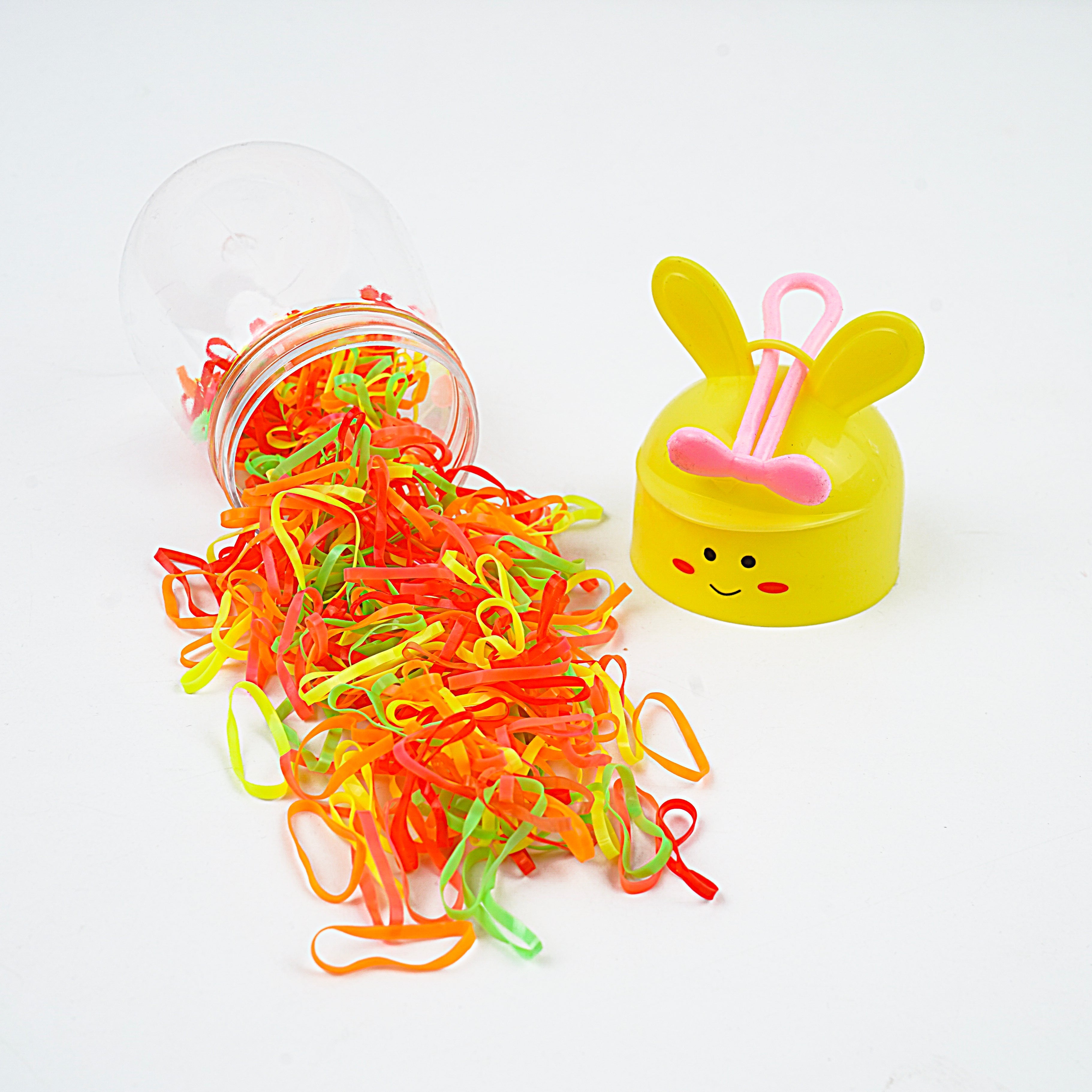 Kids Hair Pony Rubber Bands (Pack of 20) - Yellow, Pink, Blue & Coral