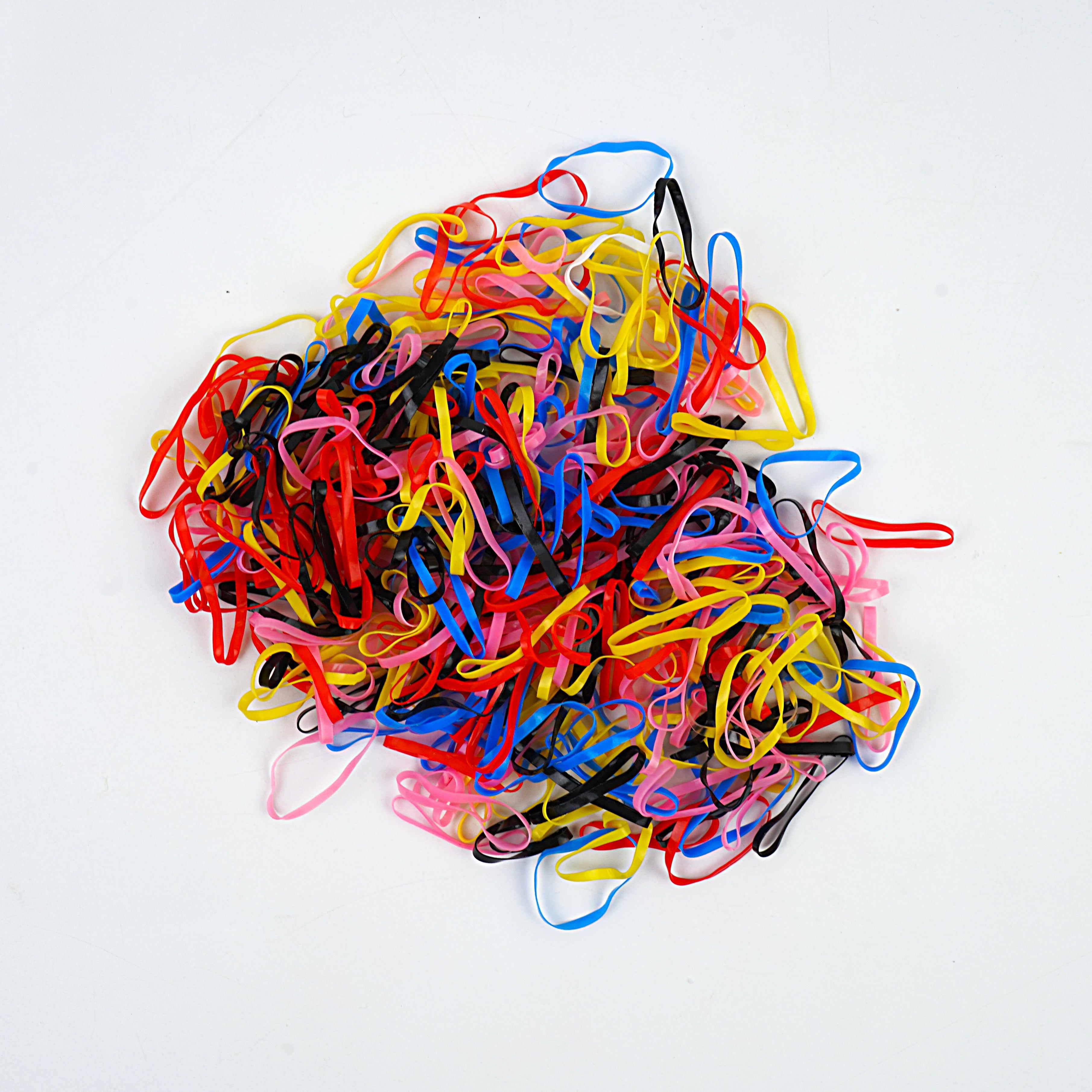 Kids Hair Pony Rubber Bands (Pack of 20) - Yellow, Pink, Blue & Coral
