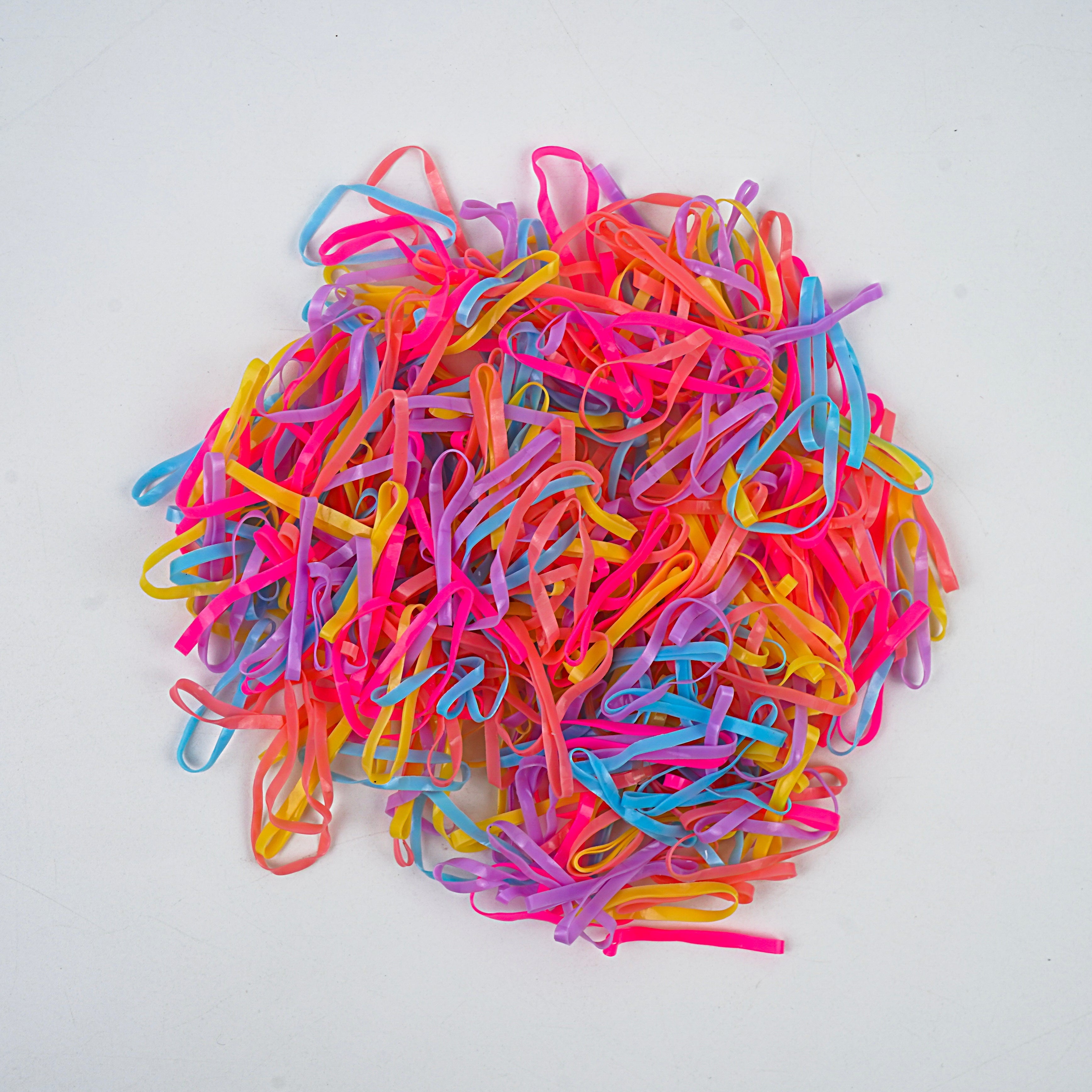 Kids Hair Pony Rubber Bands (Pack of 20) - Yellow, Pink, Blue & Coral