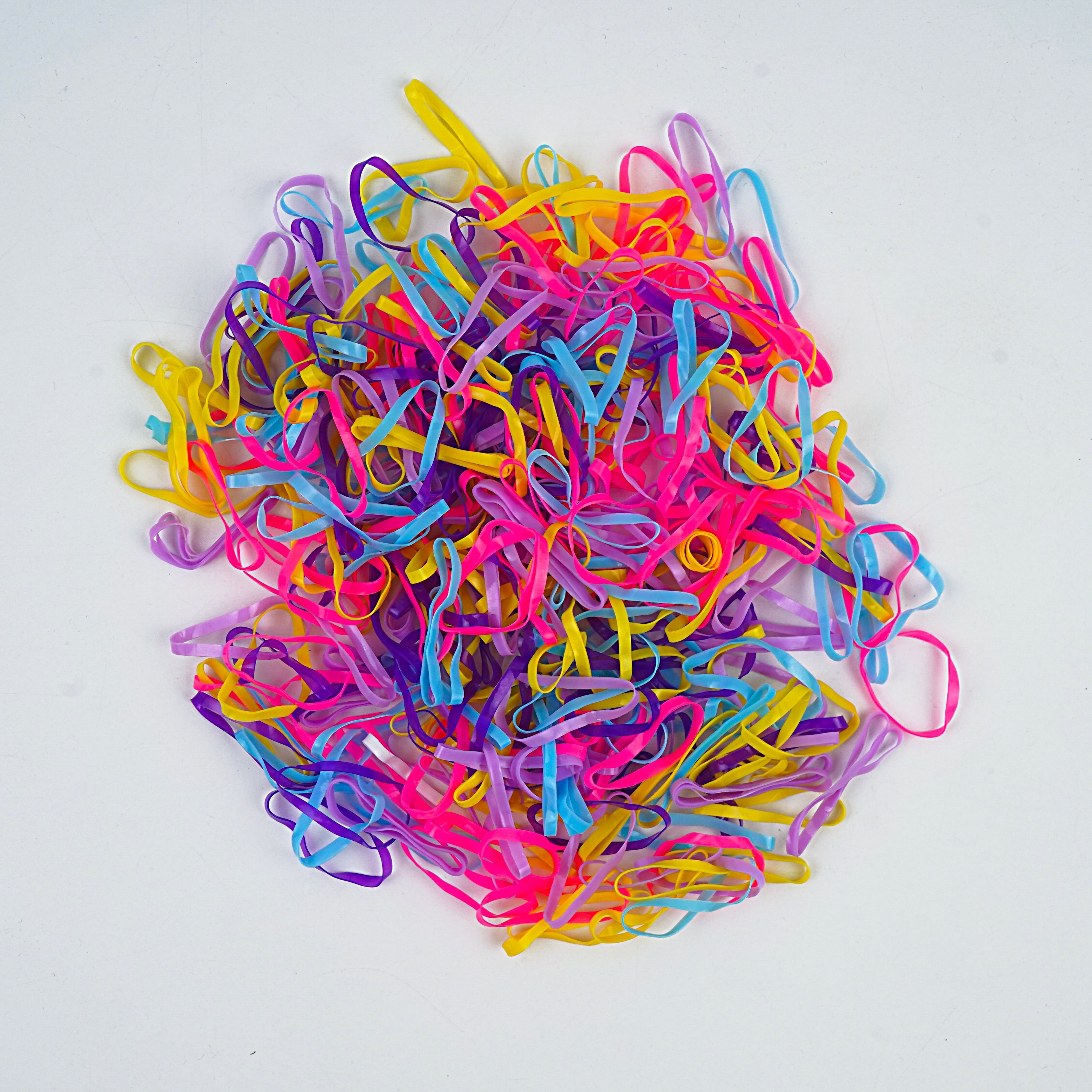 Kids Hair Pony Rubber Bands (Pack of 20) - Yellow, Pink, Blue & Coral