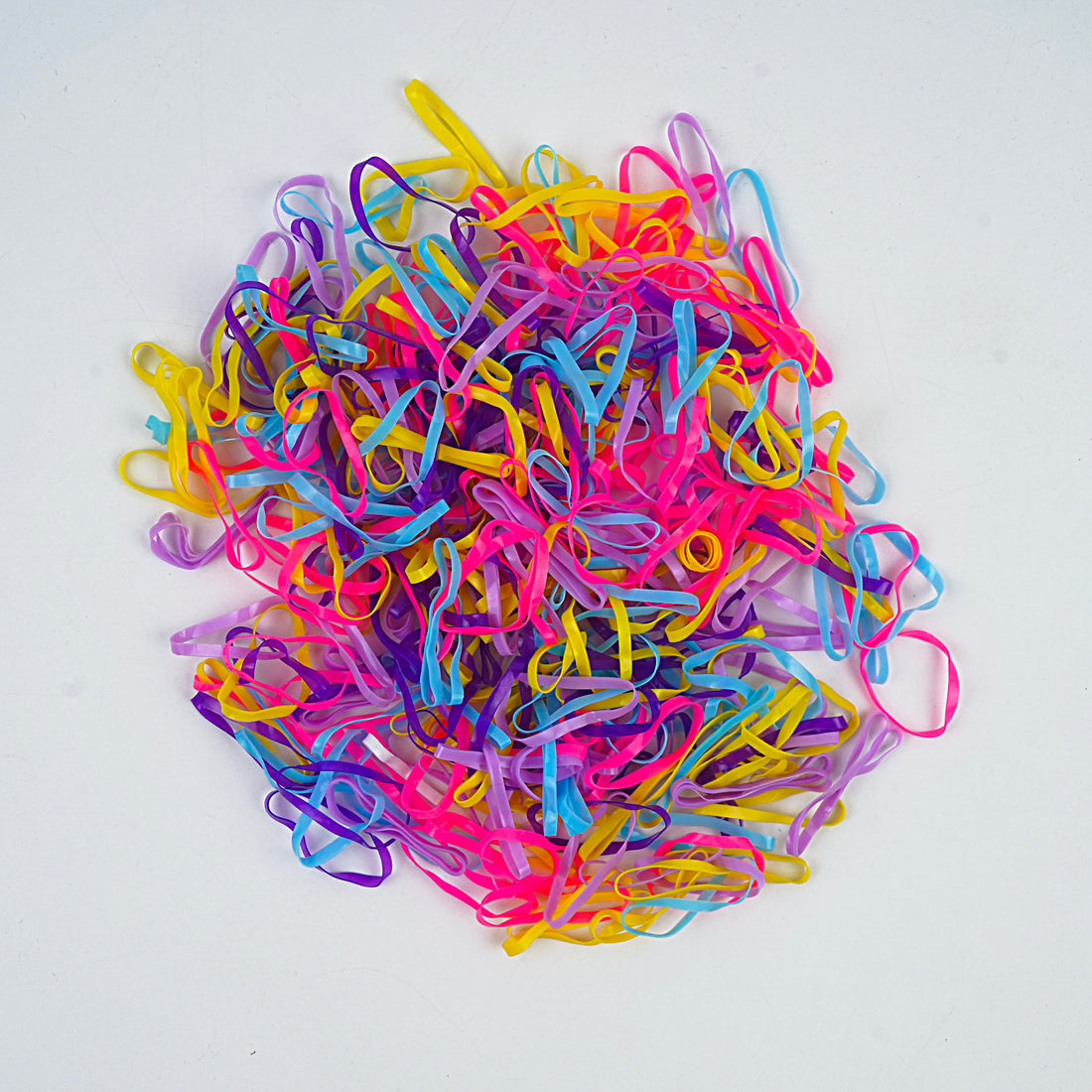Kids Hair Pony Rubber Bands (Pack of 20) - Yellow, Pink, Blue & Coral