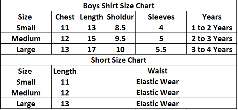 Boys Half Sleeves 2 Piece Suit (Great Full)