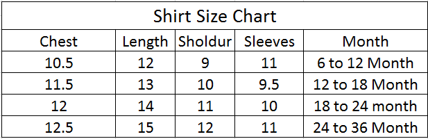 Infant Boys Shirt Size Guide - Blue